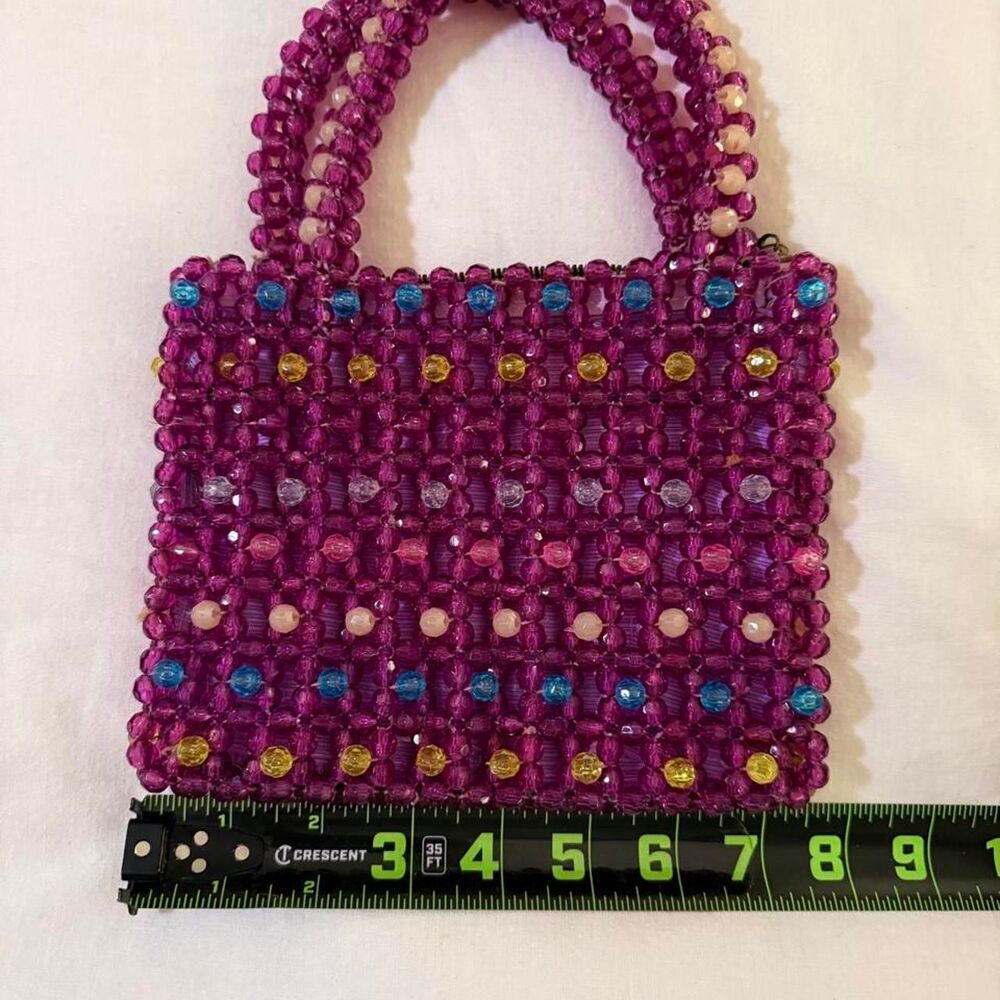 Vintage 1960s Purple Beaded Mini Bag, Made in Italy - Picture 6 of 8
